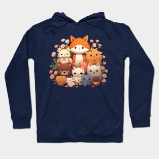 Pyramid of Cute Animals in Kawaii Style Hoodie